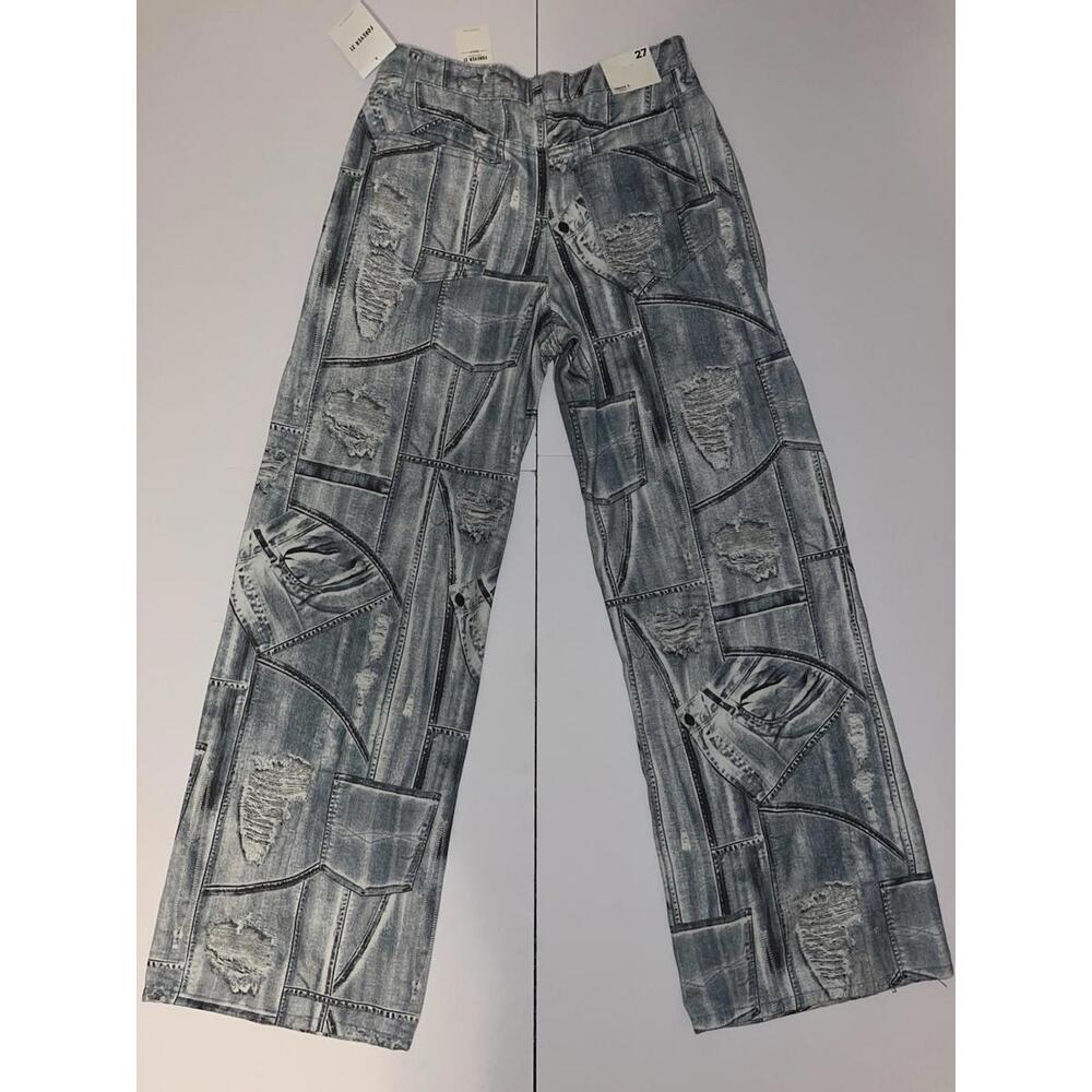 Forever 21 All Over Patch Print Baggy Jeans Women’s 24 Premium Distressed Style - Picture 4 of 4